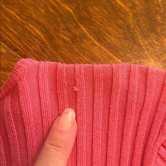 Pink Ribbed Button-Up Cardigan - Picture 4 of 4